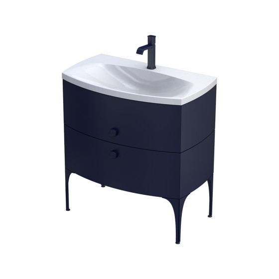 Wimborne Wall Hung 2 Drawer Basin Unit 82cm Matt Blue