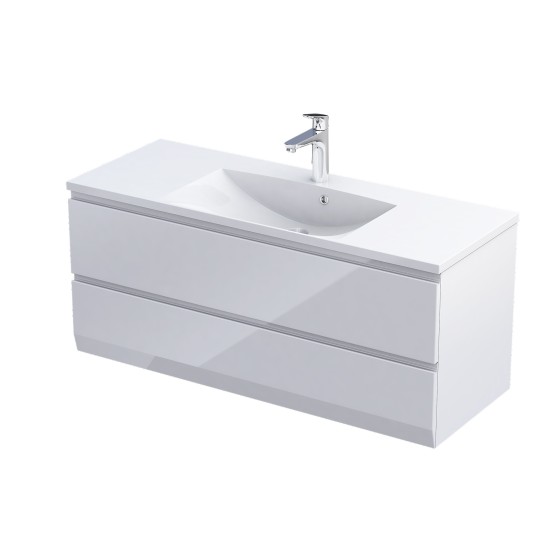 Rectory Wall Hung 2 Drawer Basin Unit 120cm Gloss White