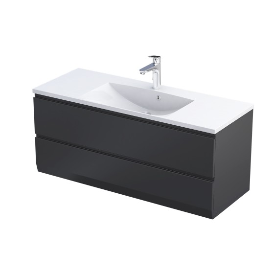 Rectory Wall Hung 2 Drawer Basin Unit 120cm Matt Black