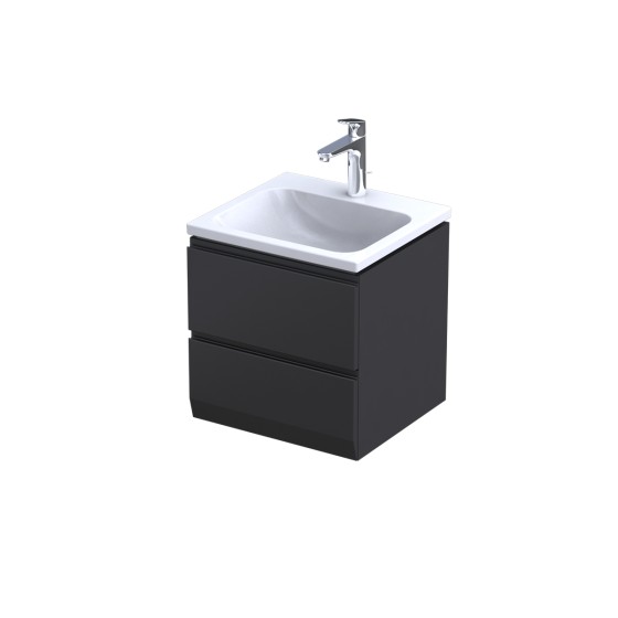 Rectory Wall Hung 2 Drawer Basin Unit 50cm Matt Black