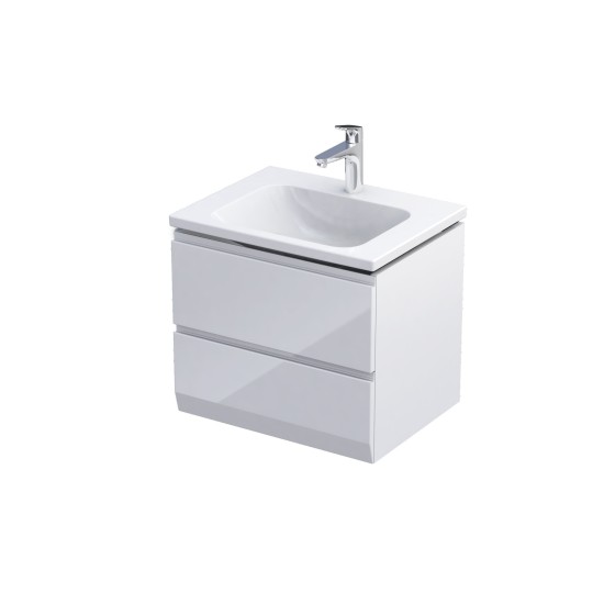 Rectory Wall Hung 2 Drawer Basin Unit 60cm Gloss White