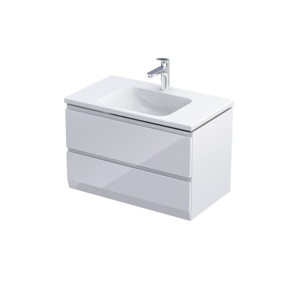 Rectory Wall Hung 2 Drawer Basin Unit 80cm Gloss White