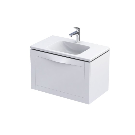 Enchant Wall Hung 1 Drawer Basin Unit 80cm Matt White