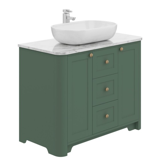 Hampton 100cm Floor Standing 2 Door, 3 Drawer Unit Labrador Green
