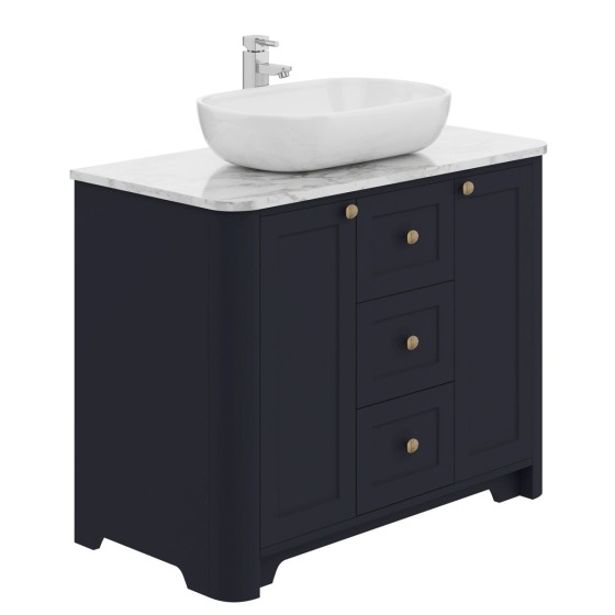 Hampton 100cm Floor Standing 2 Door, 3 Drawer Unit Indigo Blue