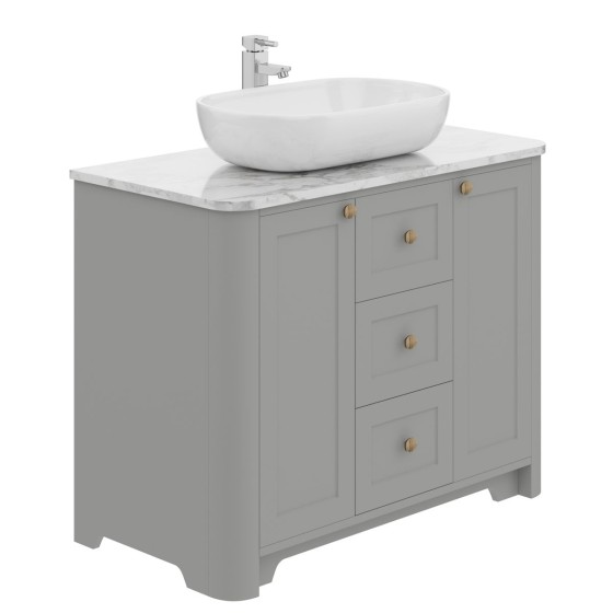 Hampton 100cm Floor Standing 2 Door, 3 Drawer Unit Dusk Grey Super Matt