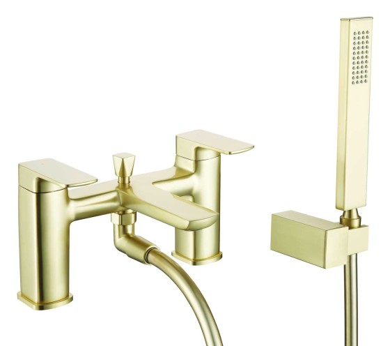 Osborne Brushed Brass Deck Mounted Bath Shower Mixer