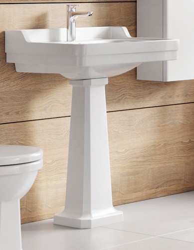 Worcester 61cm 1 Taphole Basin and Full Pedestal