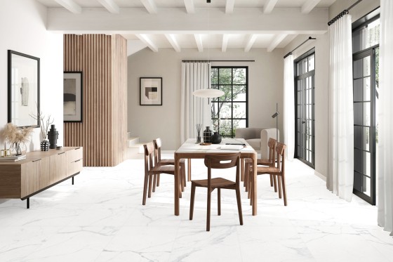 Amalfi White Marble Matt Porcelain Floor & Wall Tile 600x600mm