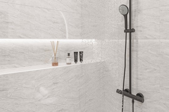 Manhattan Gloss Light Grey Marble Ceramic Wall Tile 250x400mm