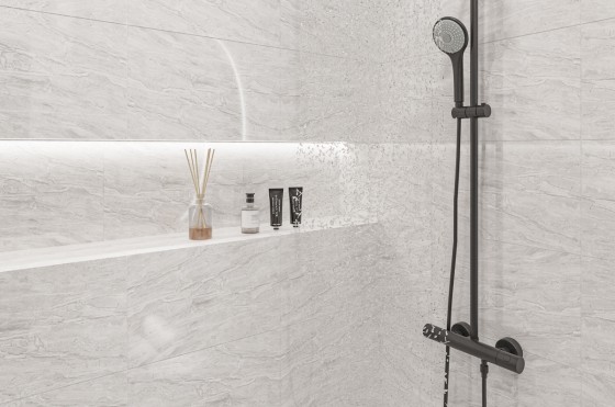 Manhattan Gloss Light Grey Marble Ceramic Wall Tile 250x400mm