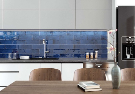 Logan Dark Blue Ceramic Wall Tile 100x300mm