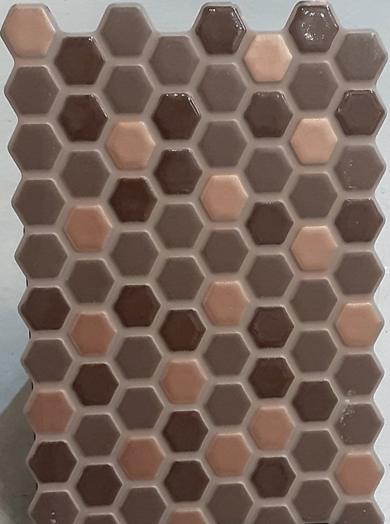 NB19945 Hexagon Interlocking Mosaic Brown 200x300mm - 8.34m²
