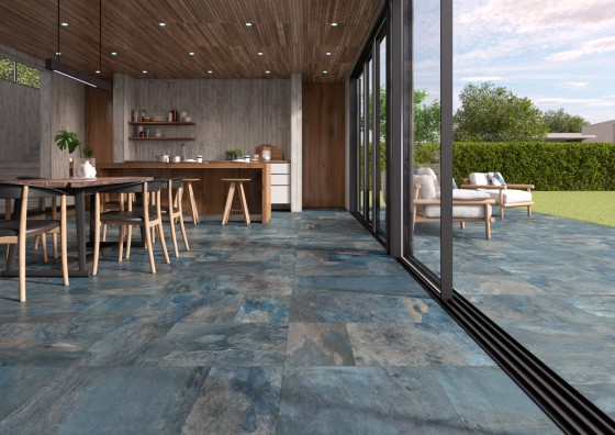 Modern Slate Blue Rectified Porcelain Wall & Floor Tile 600x600mm