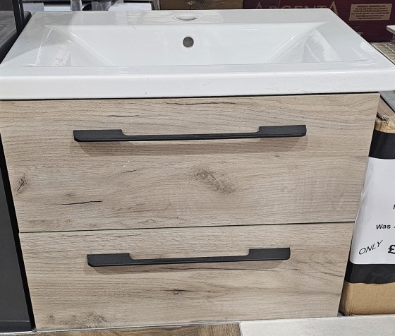 Appeal 2 Drawer Oak With 1 Tap hole Wall Hung