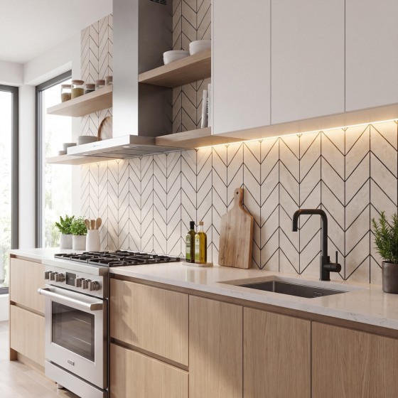 Bliss Beige Arrow Mosaic Ceramic Wall Tile 224x295mm
