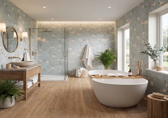 Spring Blossom Green Decor Ceramic Wall Tile 400x1200mm