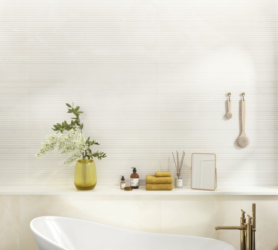 Sorrento Ivory Decor Silk Porcelain Wall and Floor Tile 600x1200mm