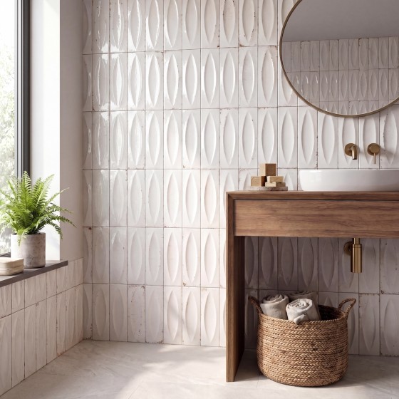 Pebble White Matt Porcelain Wall and Floor Tile 375x750mm
