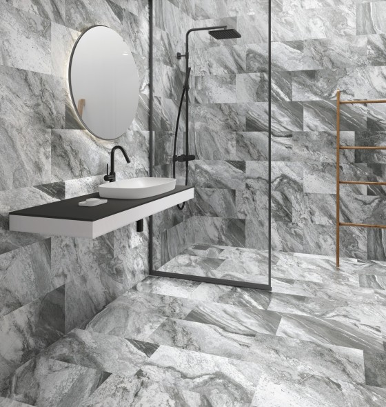 Storm Grey Matt Porcelain Wall and Floor Tile 375x750mm