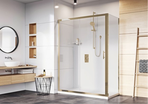 Enhance 8 Plus 800mm Side Panel For Sliding Door, Brushed Brass