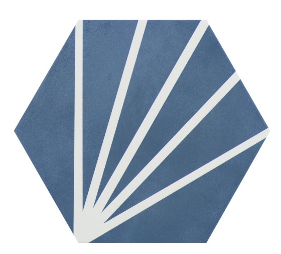 NB16966 Lily 5 Hexagon Blue Decor Floor & Wall Tile 198x228mm - 4.6m²