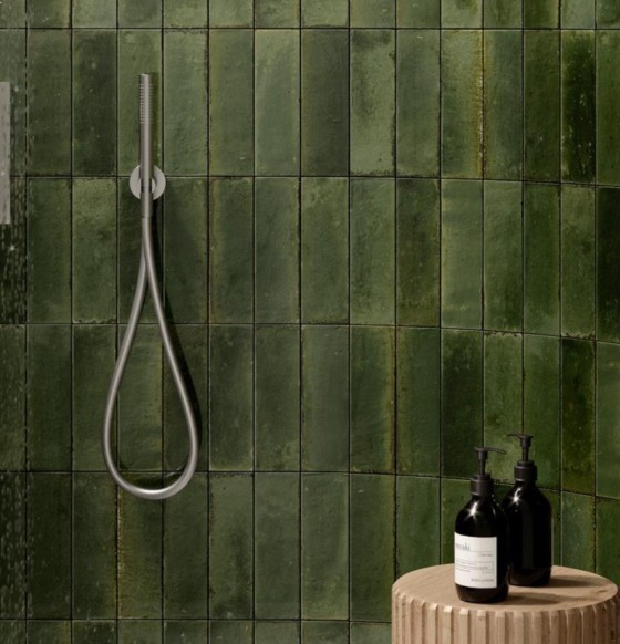 Lume Olive Gloss Porcelain Wall & Floor Tile 240x60mm 