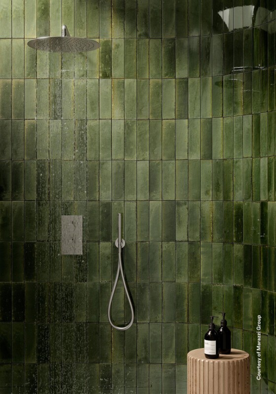 Lume Olive Gloss Porcelain Wall & Floor Tile 240x60mm 