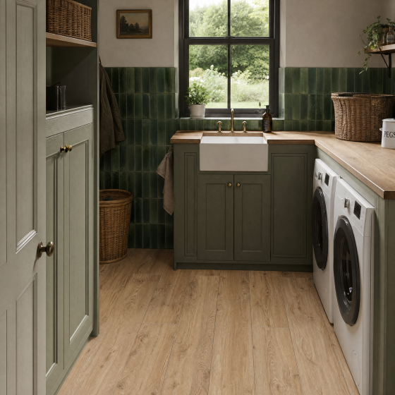 Lume Olive Gloss Porcelain Wall & Floor Tile 240x60mm 