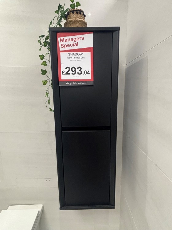 S7009306 Shadow Tall Boy Unit Black Super Matt 40cm