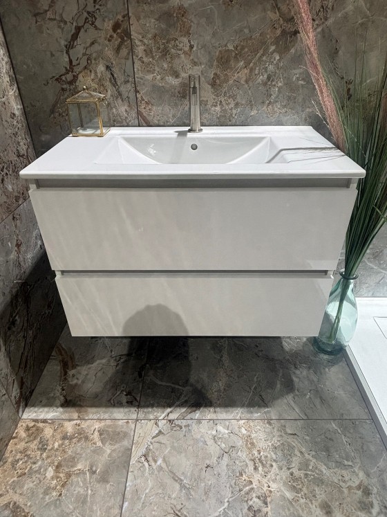 S7009417 / S7009426 Sussex 2 Drawer Basin Unit Gloss White 80cm 