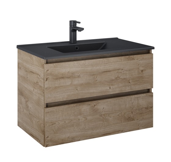 S7009420 Sussex 2 Drawer Basin Unit Candela Oak 80cm 
