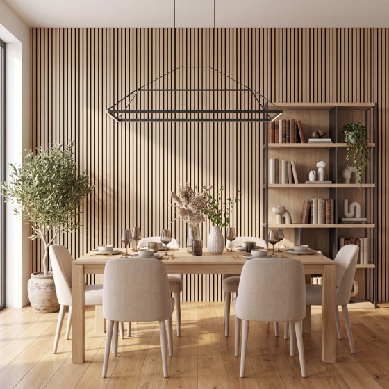 Acoustic Wood Slat Wall Panel Classic Oak 2400x600mm