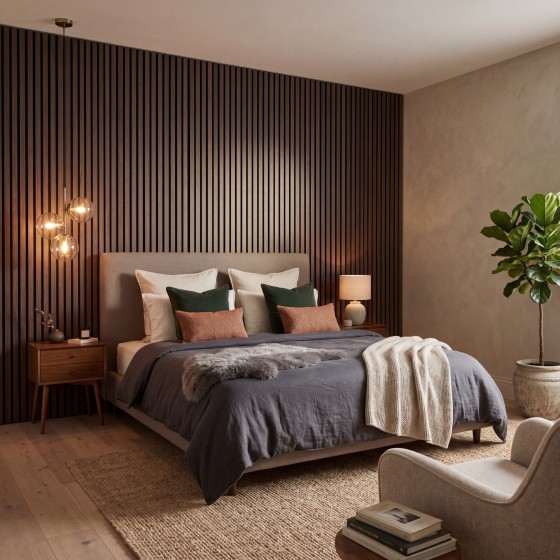 Acoustic Wood Slat Wall Panel Walnut 2400x600mm