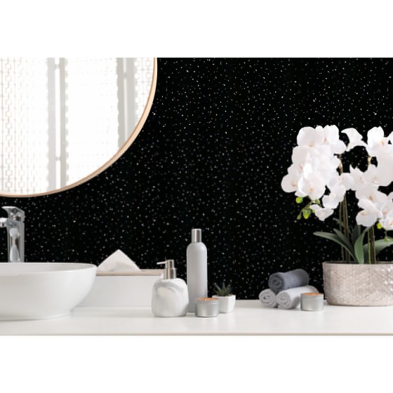 Allure PVC Shower Wall Panel T&G Black Sparkle Gloss 2400x1000x10mm