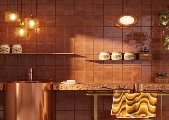 Lume Caramel Gloss Porcelain Wall & Floor Tile 100x100mm
