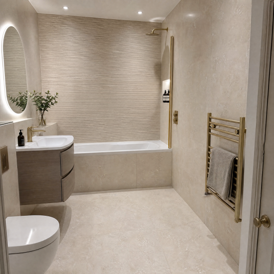 Realstone Travertino Bianco Cross Décor Porcelain Wall & Floor Tile 600x1200mm