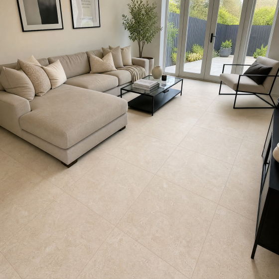Ashcombe Ivory Porcelain Wall & Floor Tile 600X600mm