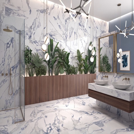 Crash Sapphire Blue Porcelain Wall & Floor Tile 600x1200mm