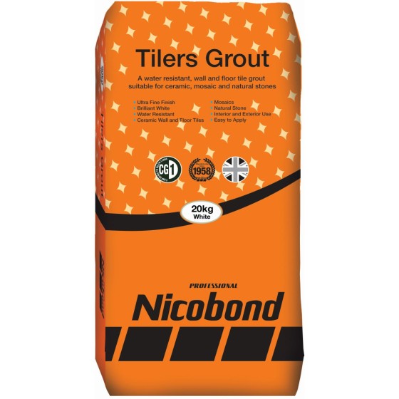 Nicobond Tilers Grout White 20kg
