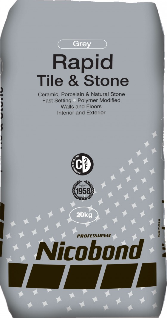 Nicobond Rapid Tile And Stone Adhesive Grey 20kg