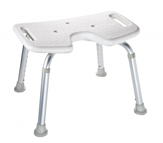 Ridder Comfort Bathroom-Stool With Hygienic Cutout, Height Adjustable Approx 31-52cm White
