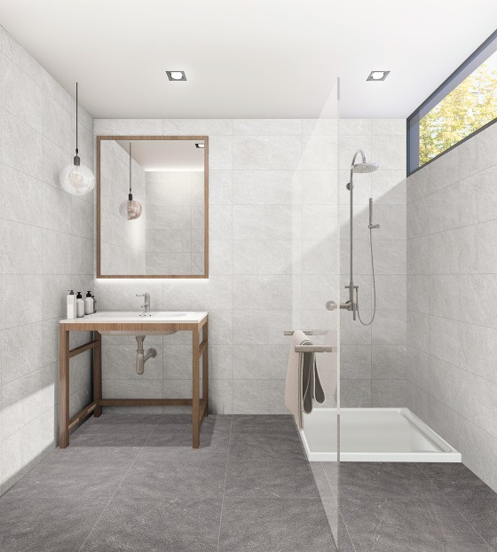 Syncro Grey Plain Rectified Ceramic Wall Tile 300x600mm