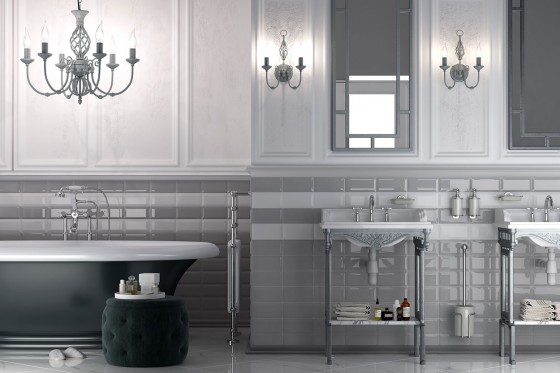 Synergy Metro Underground Bevel Silver Grey Ceramic Wall Tile 200x100mm