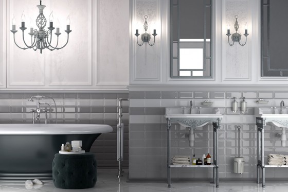 Synergy Metro Underground Bevel Gloss Silver Grey Wall Tile