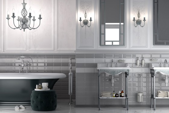 Synergy Metro Underground Bevel Silver Grey Ceramic Wall Tile 200x100mm