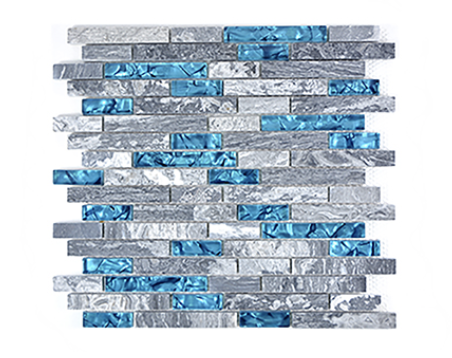 Linear Stick Mosaic Atlantis Blue Mixed Wall Tile 300x300mm