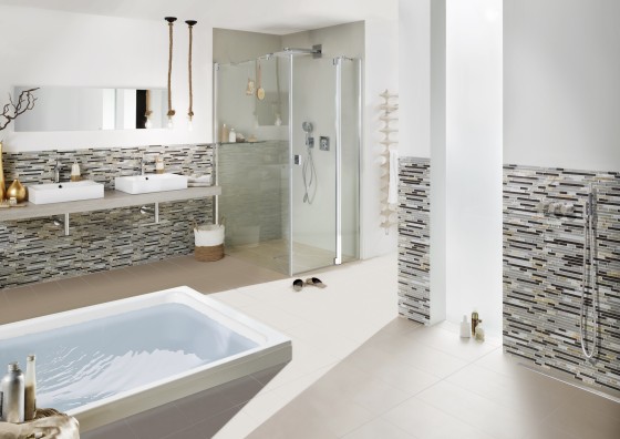 Linear Stick Mosaic Hyatt Warm Mix Mixed Wall Tile 300x300mm