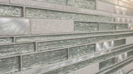 Linear Stick Mosaic Infinity Silver Mixed Wall Tile 289x310mm
