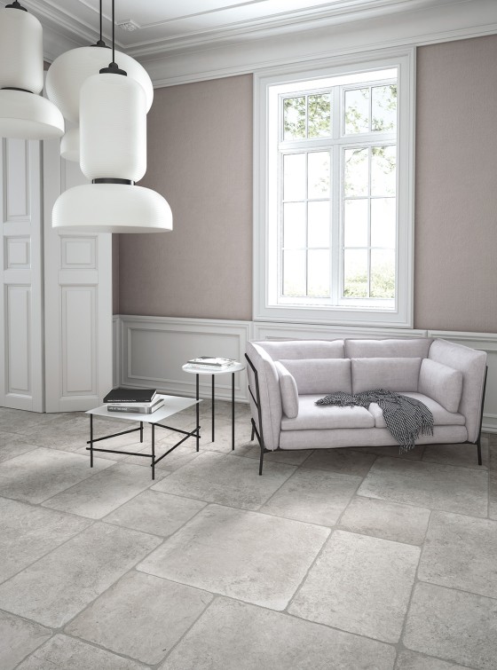 Tuscan Flagstones Salento Pale Grey Porcelain Floor and Wall Tile 500x500mm